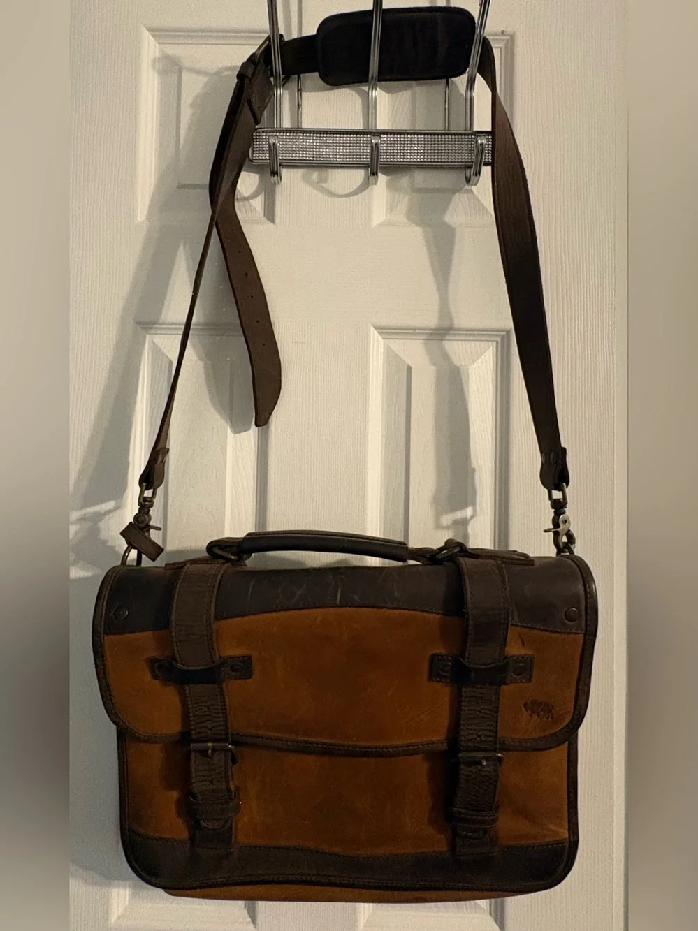 BUFFALO JACKSON TRADING CO. Men’s Roosevelt Leather Briefcase/Messenger Bag EUC